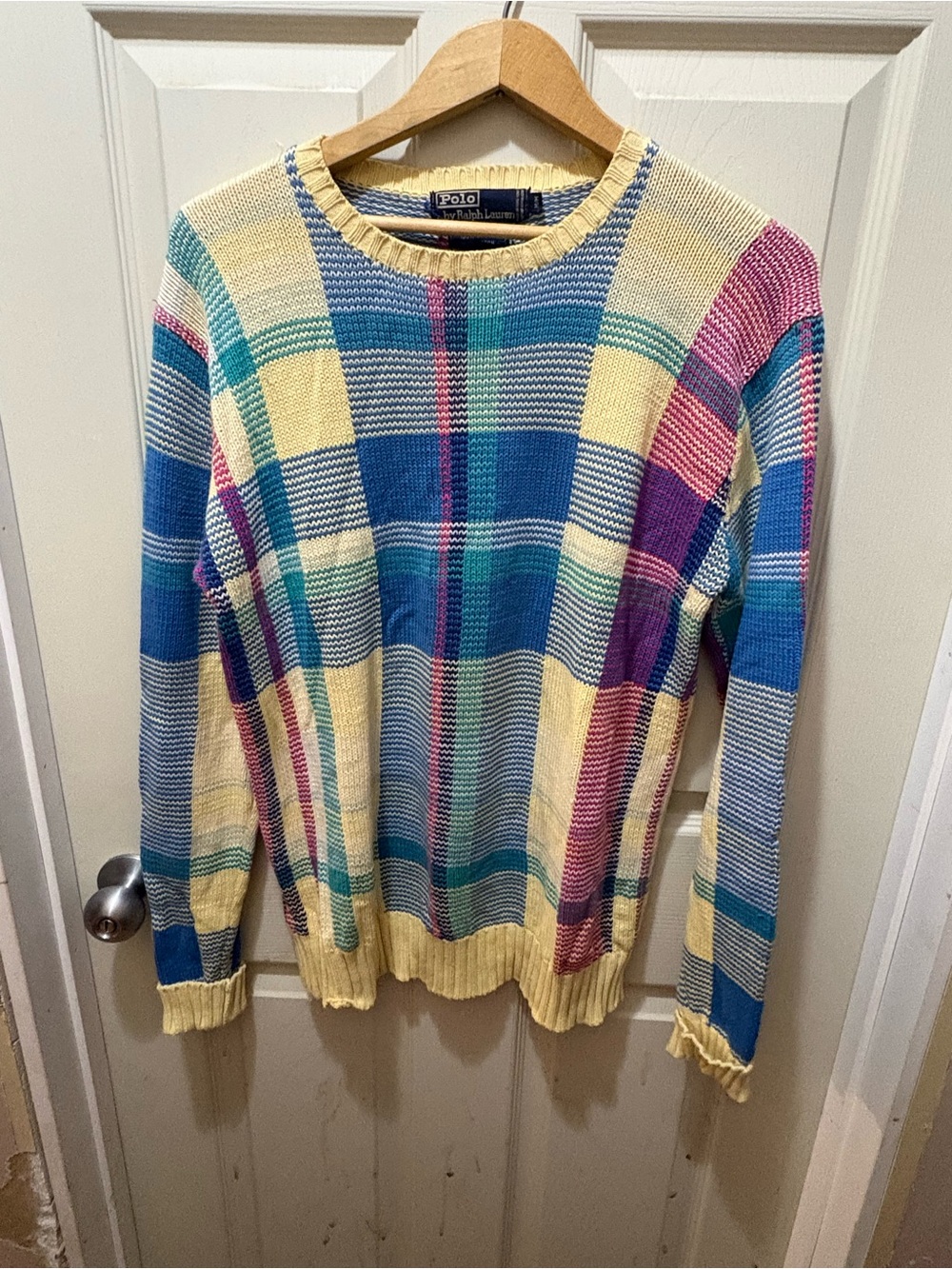 Vintage 80s Polo by Ralph Lauren Multicolor Plaid Crewneck Sweater